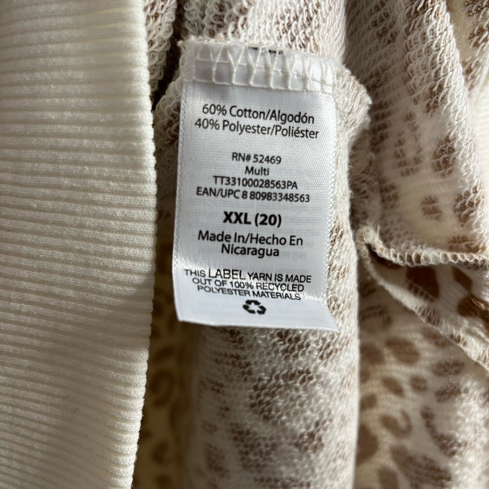 Time and Tru Garment Wash Sweatshirt Papyrus Beige Print EUC Comfy Boxy Fit XXL - Picture 6 of 9